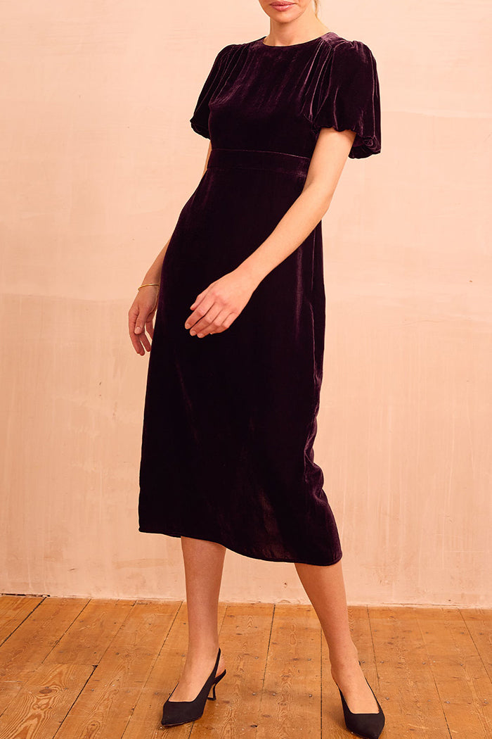 Velvet Puff Sleeves Dress