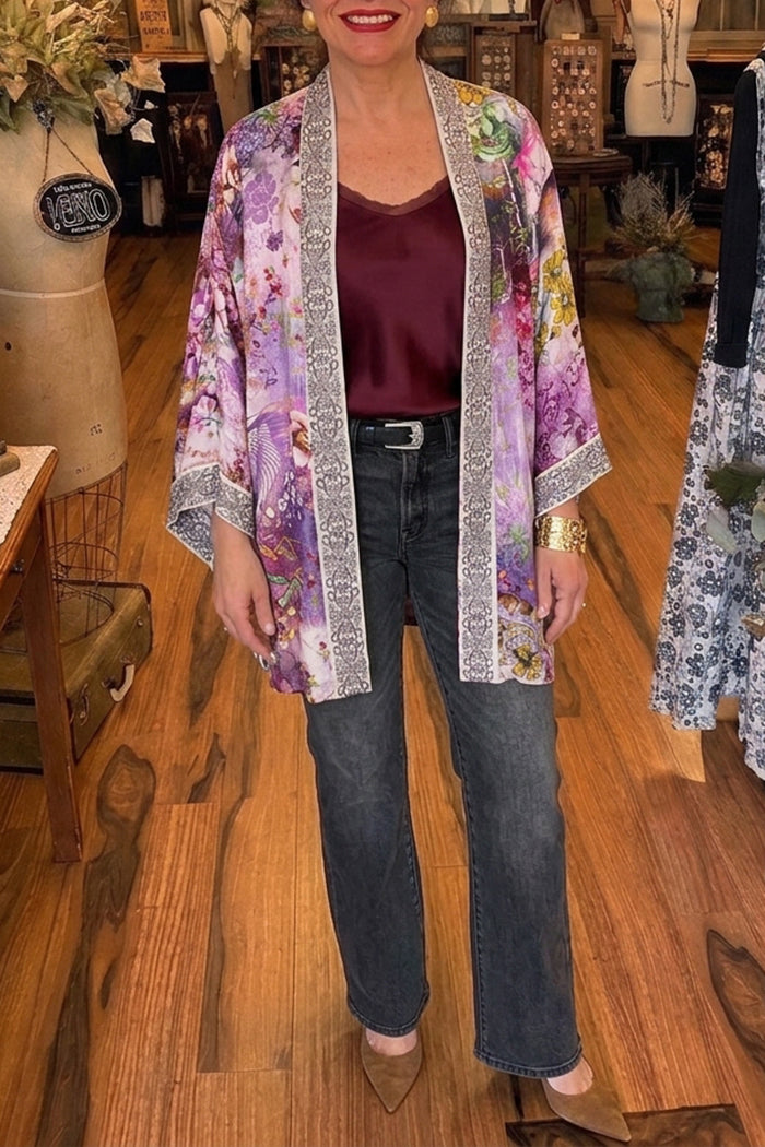 Reversible Embroidered Long Sleeve Kimono