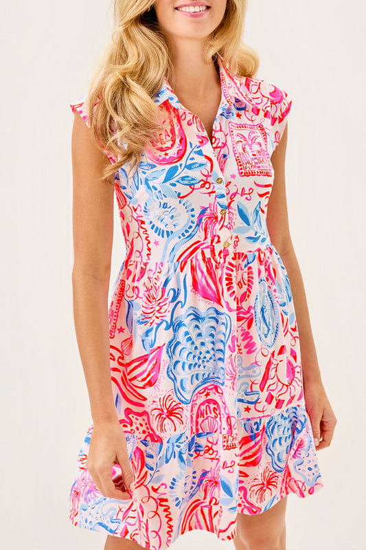 Mixed Print Ruffle Dress