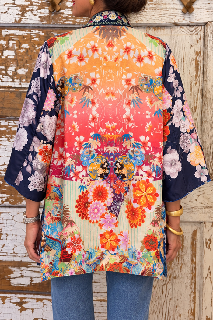 Reversible Floral Bird Kimono