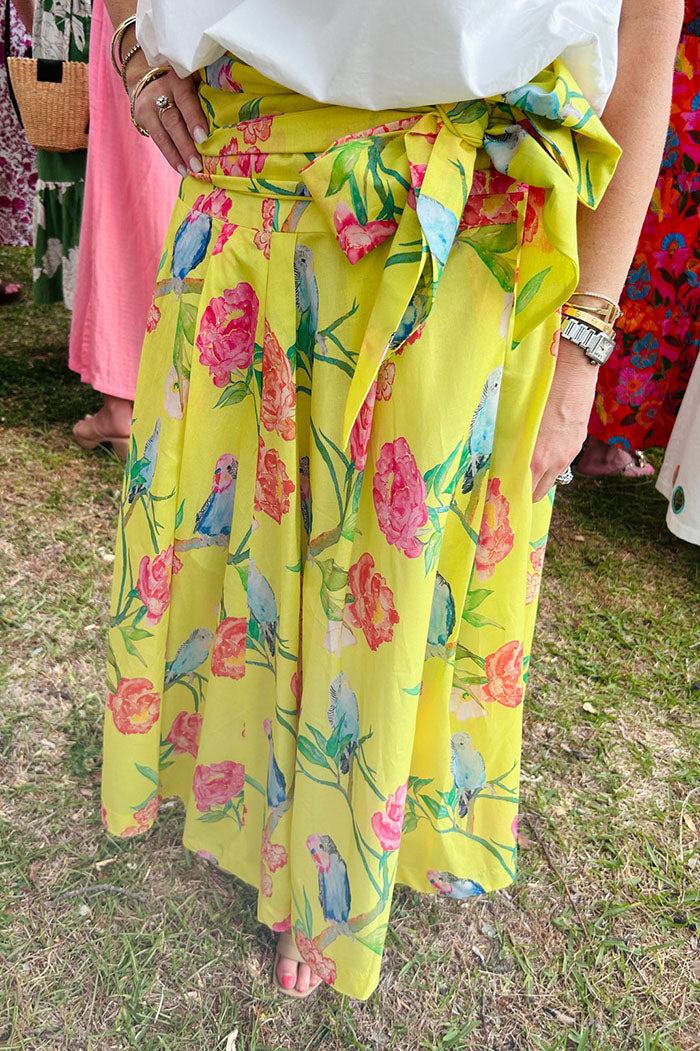 Parrot and Peony Print Skirt