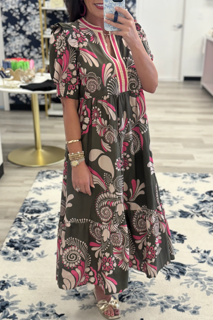 Casual Retro Printed Dress