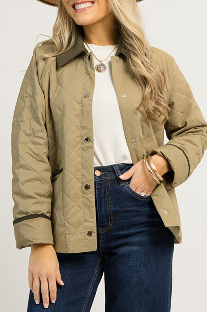 Buttoned Pocket Quilted Jacket