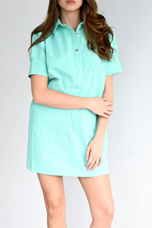 Solid Color Short Sleeve Dress