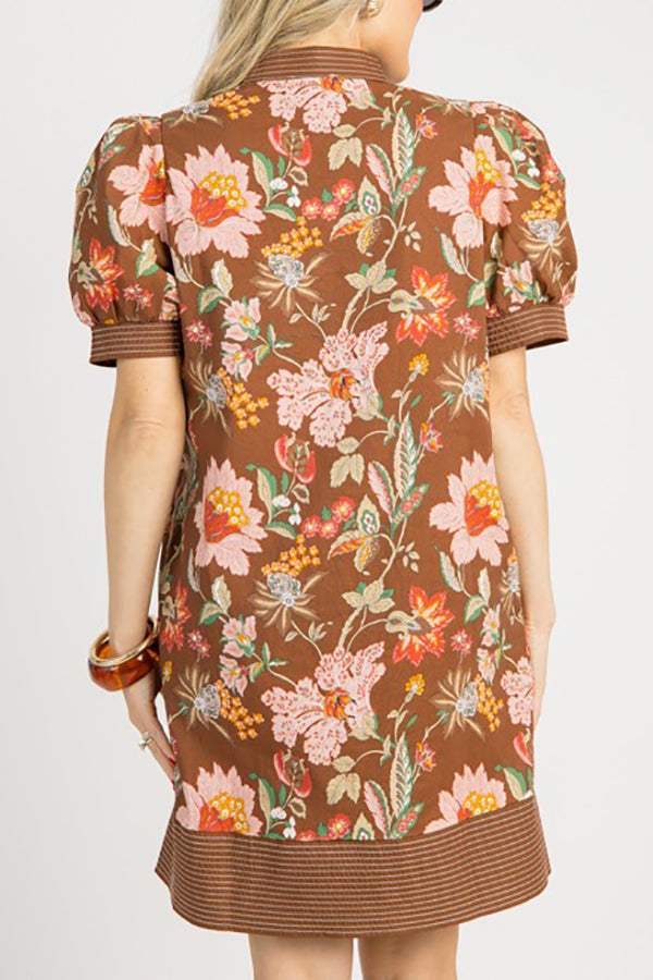 Casual Pocket Floral Dress
