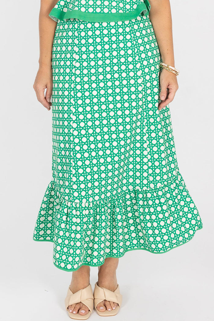 Geometric Dot Ruffle Hem Skirt