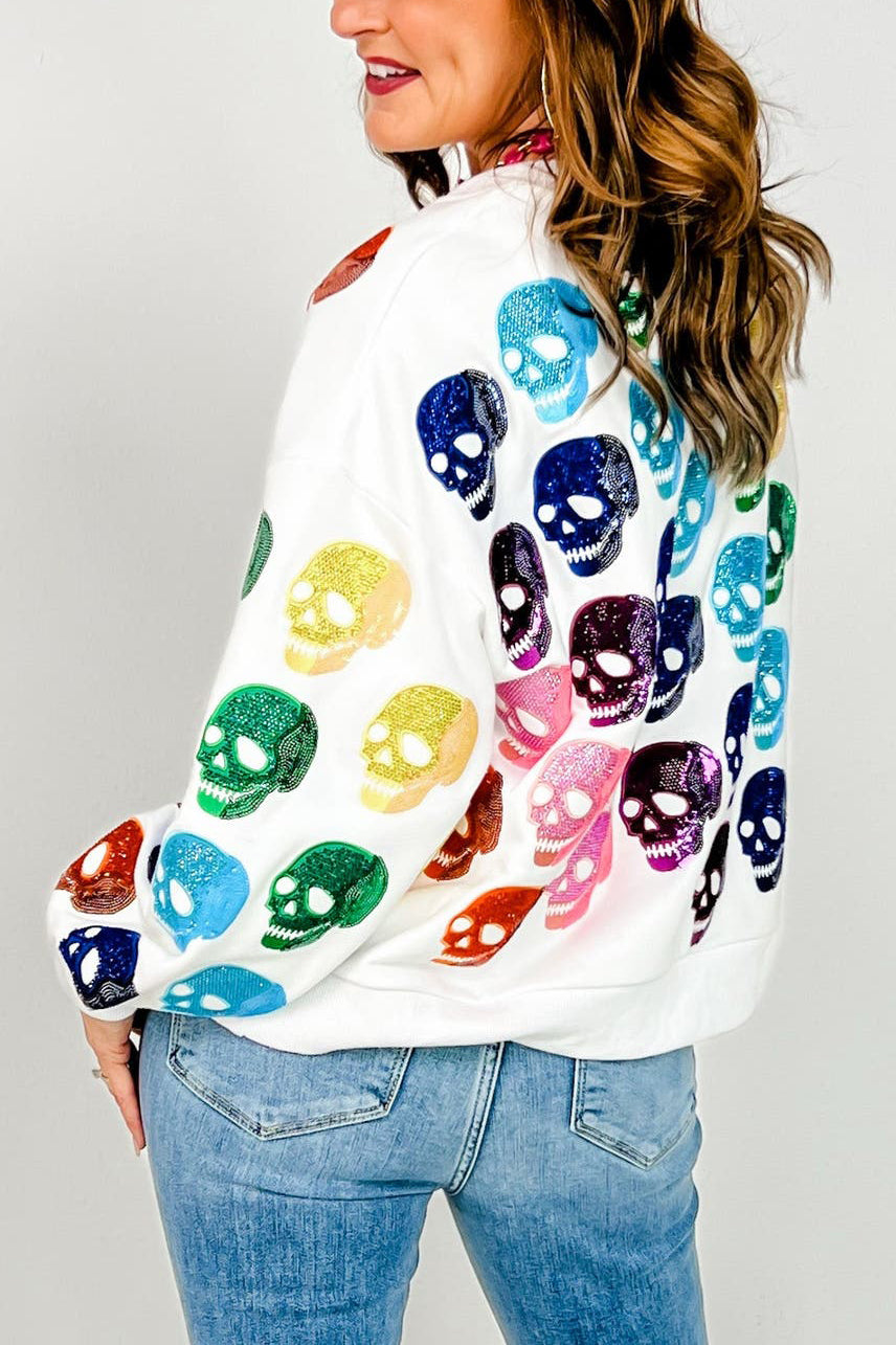 Casual Rainbow Skulls Sweatshirt