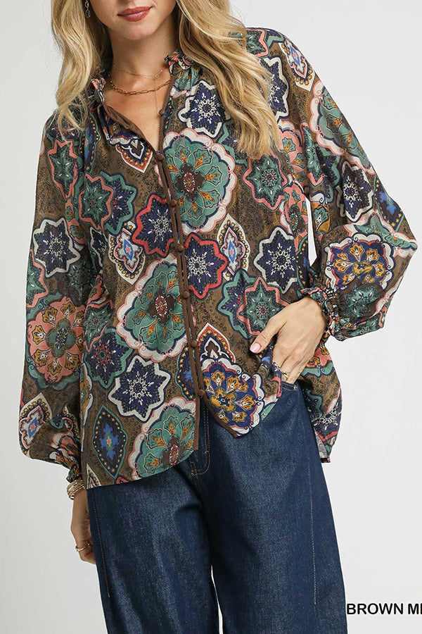 Casual Bold Print Long Sleeve Top