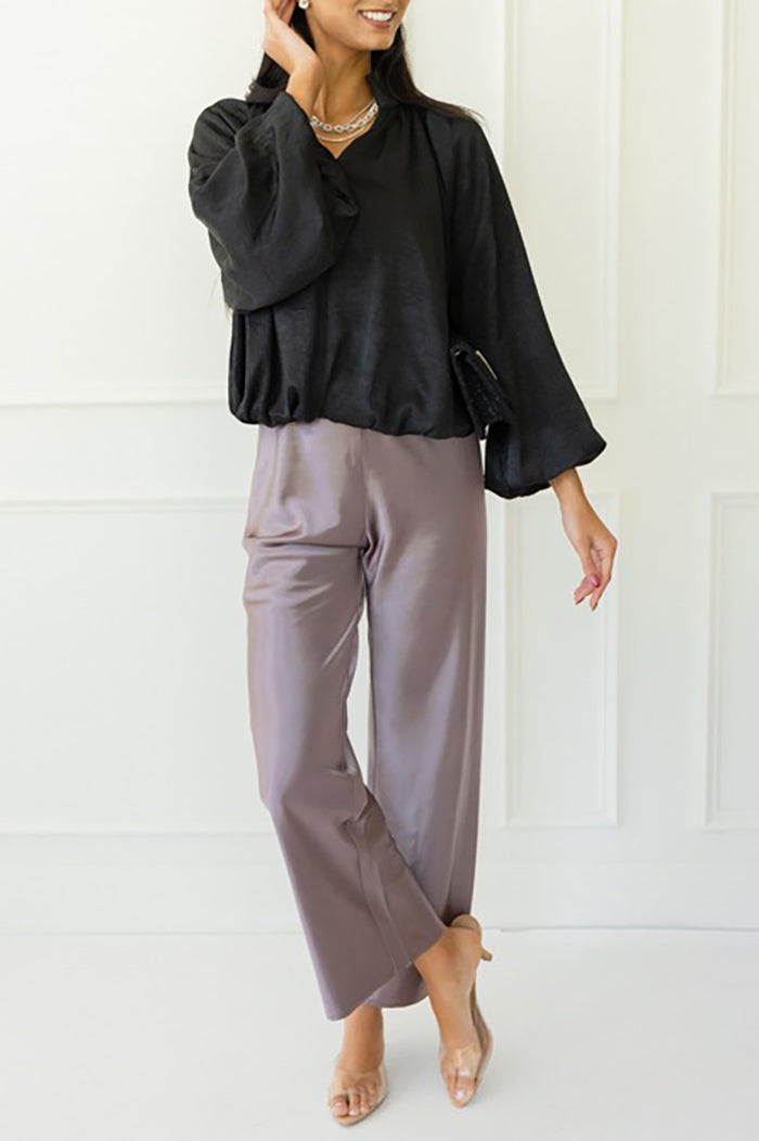 V-Neck Bubble Sleeves Top