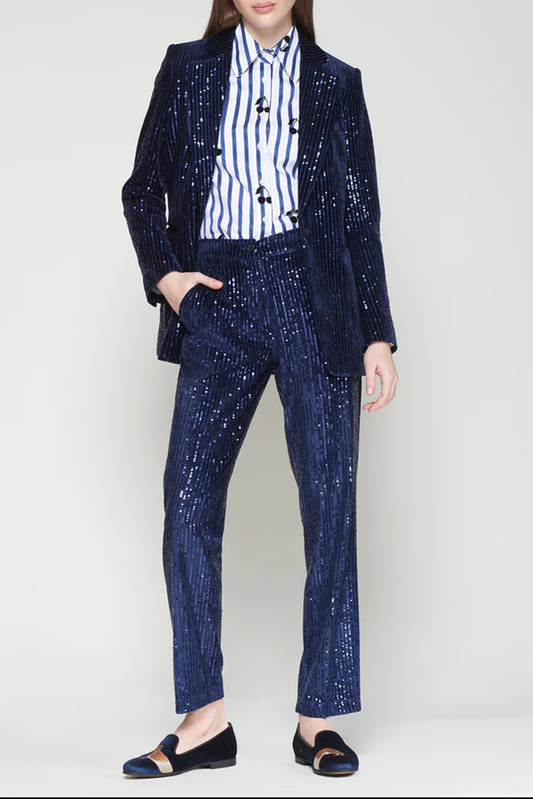 Casual Sequin Stripes Set