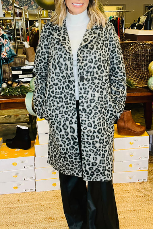 Leopard Print Pocketed Jacket
