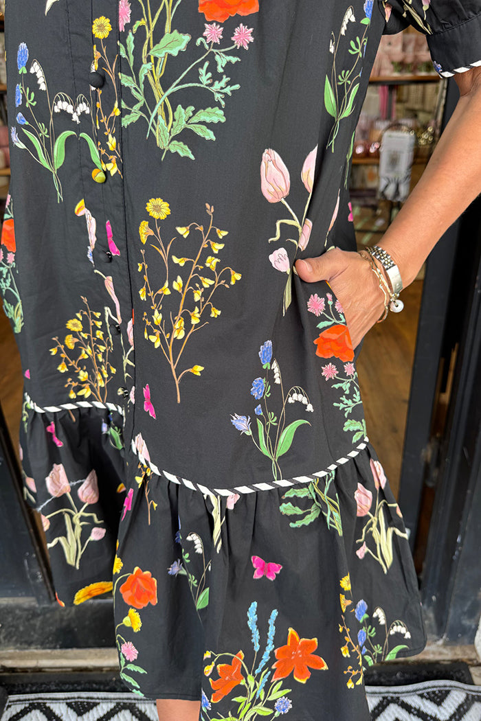 Ruffle Hem Pocket Floral Dress