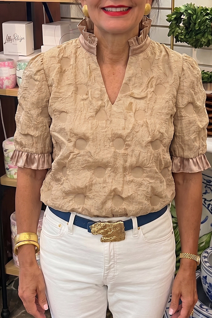 Textured Ruffle Trim Top