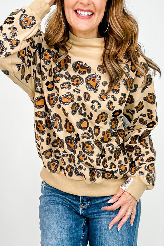 Leopard Mock Neck Sweatshirt