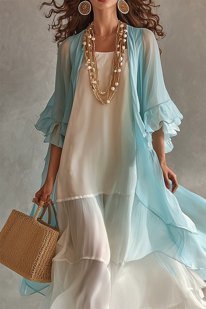 Ruffled Sleeve Two Piece Set