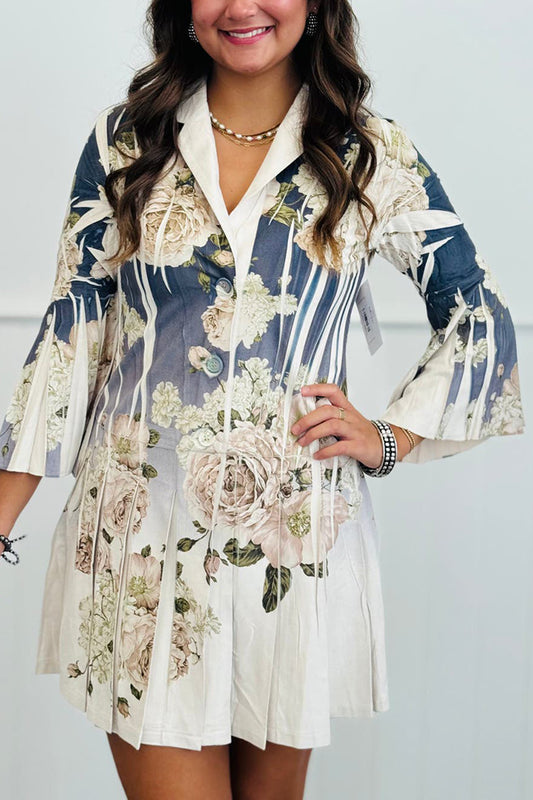 Floral Faux Suede Blazer