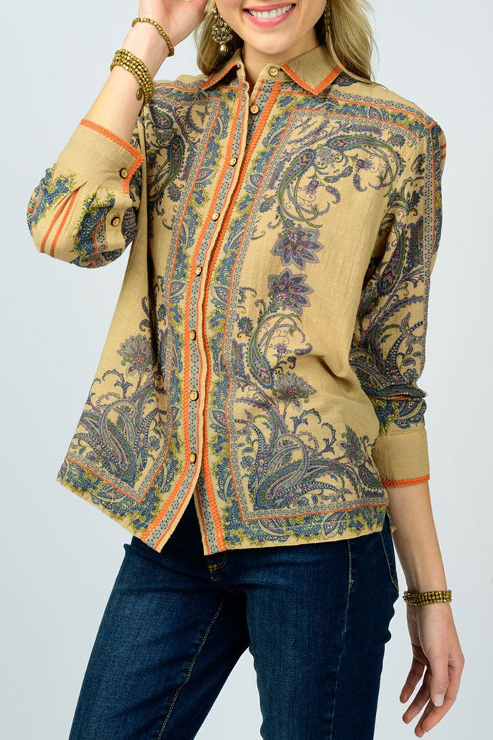 Paisley Print Button Down Shirt