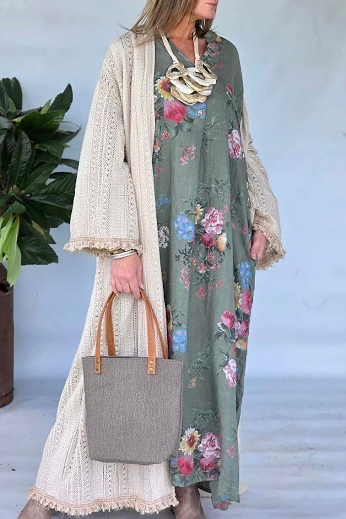 Floral Print Pocket Maxi Dress