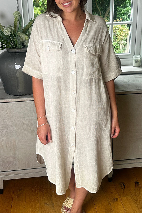 Casual Solid Color Pocket Dress