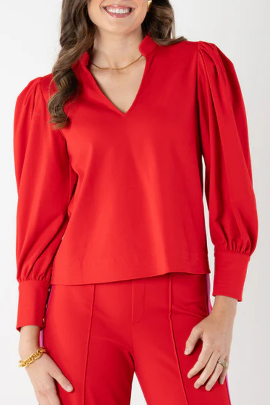 Casual Solid Color V-Neck Top