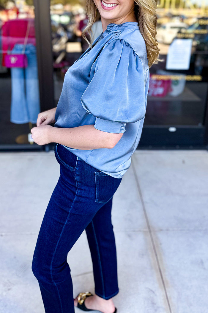 V-Neck Puff Sleeves Top