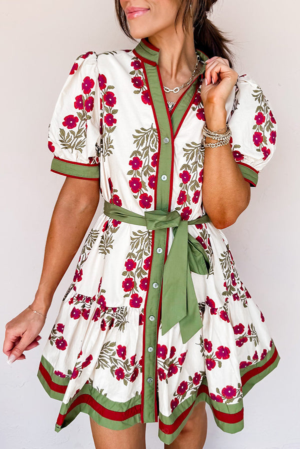 Ruffles Hem Floral  Pocket Dress