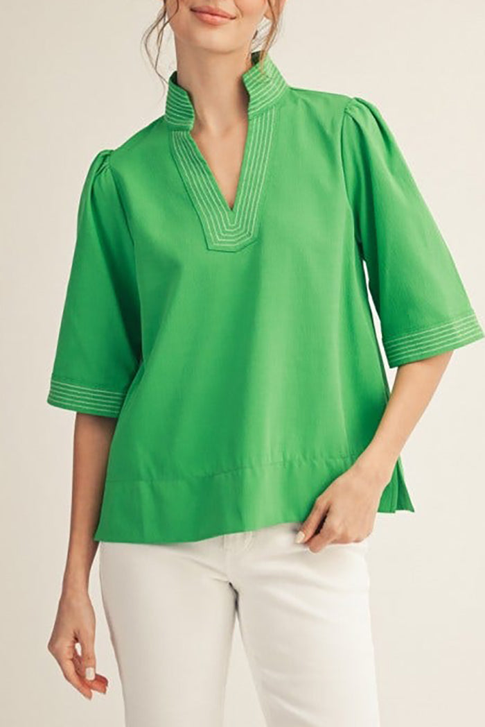 Casual Stripe Trim Top