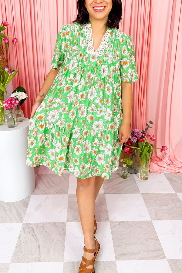 Casual Pocket Floral Dress