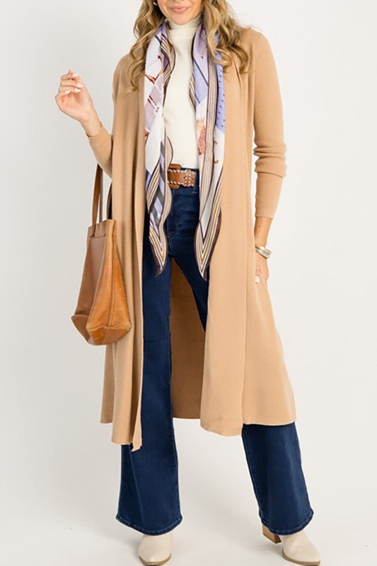 Waffle Knit Long Cardigan