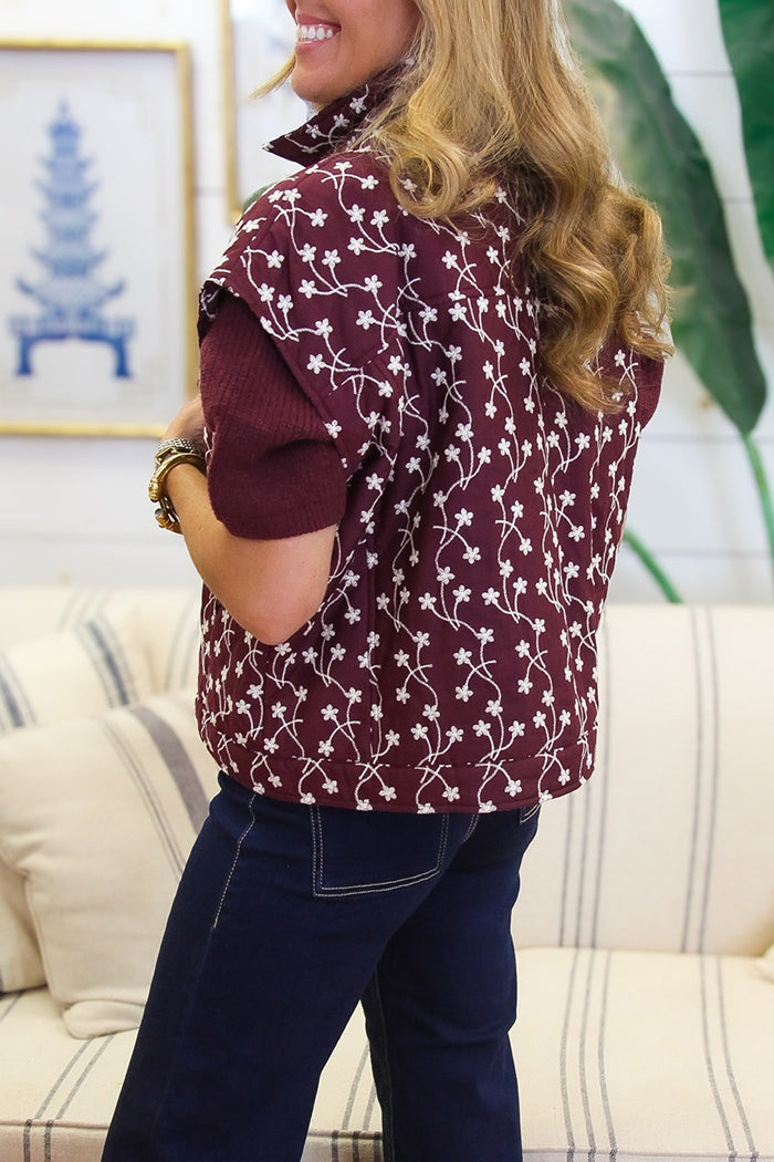 Casual Floral Embroidery Vest