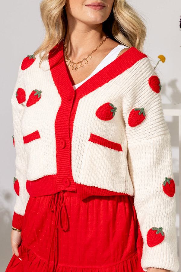 Casual Strawberry Dreams Cardigan