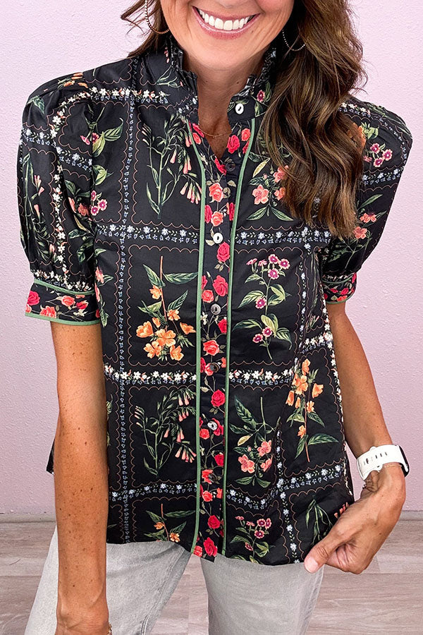 Classic Ruffles Collar Floral Top