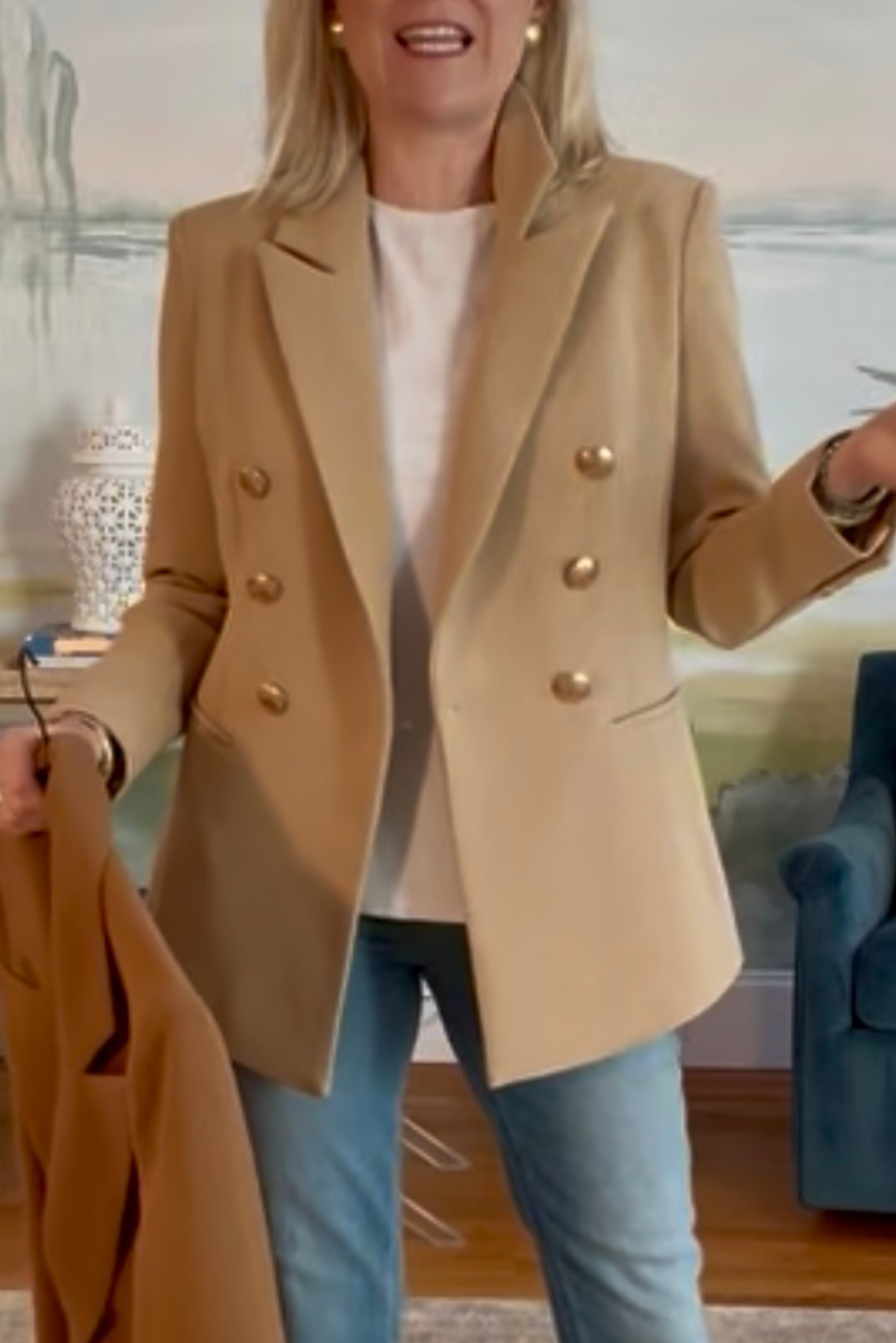 Double-Breasted Pockets Blazer Jacket