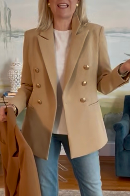 Double-Breasted Pockets Blazer Jacket