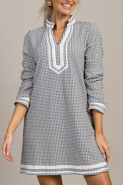 White Trim Side Pockets Dress