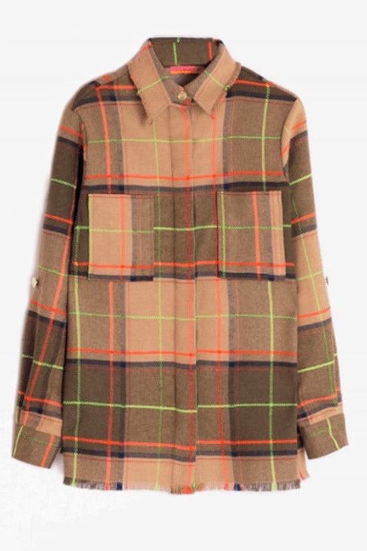 Patchwork Plaid Shirt Jacket