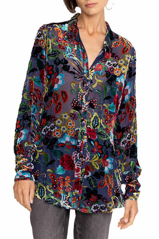 Voluminous Lantern Sleeves Floral Blouse