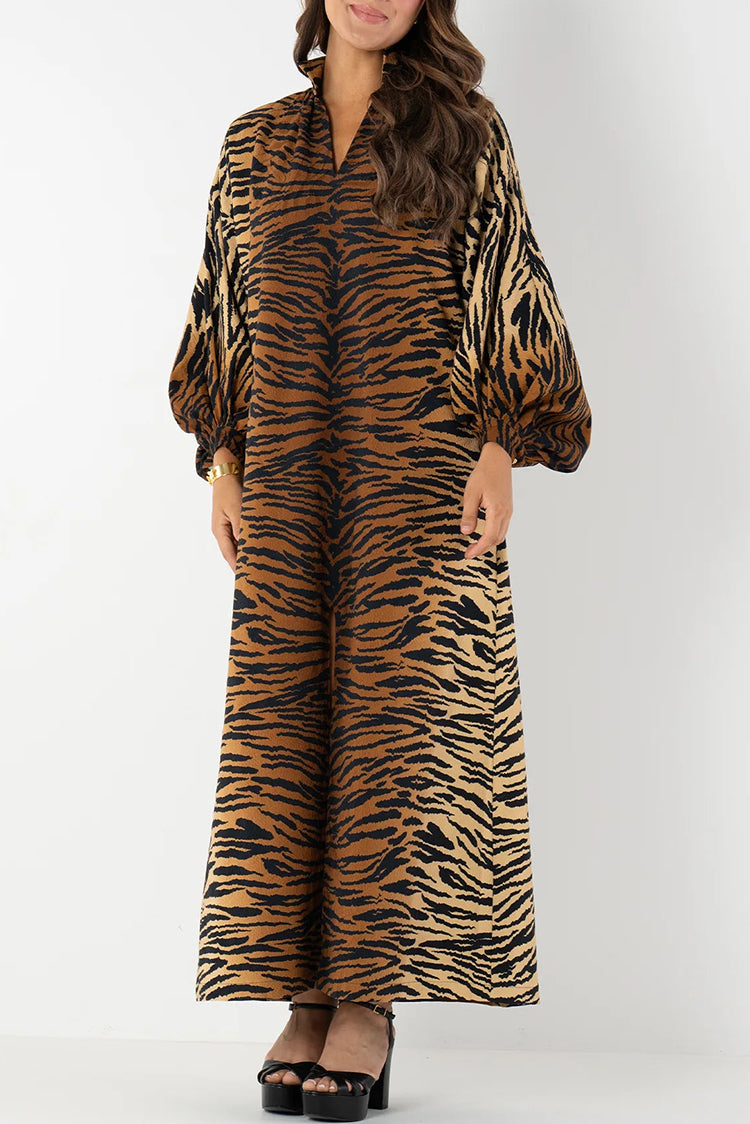 Tiger Jacquard Slit Dress