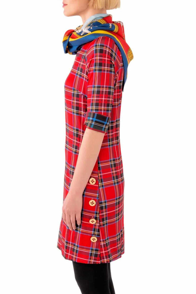 Casual Plaid Button Dress