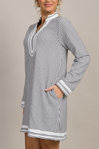 White Trim Side Pockets Dress