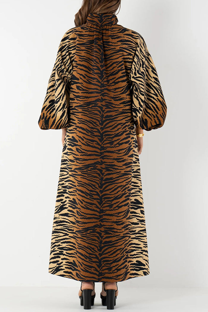 Tiger Jacquard Slit Dress