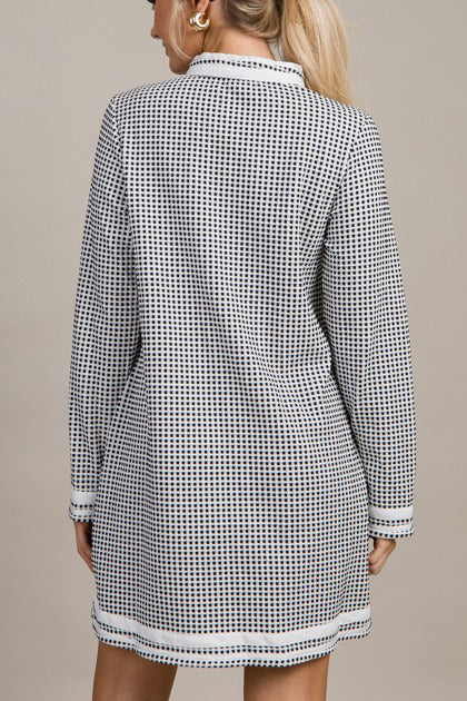 White Trim Side Pockets Dress