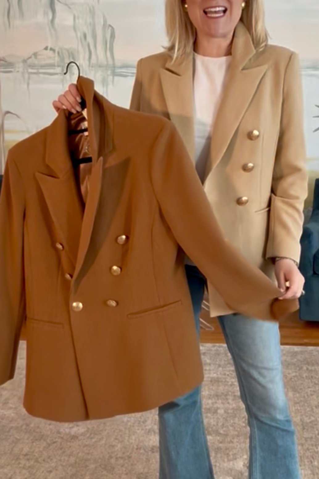 Double-Breasted Pockets Blazer Jacket