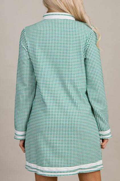 White Trim Side Pockets Dress