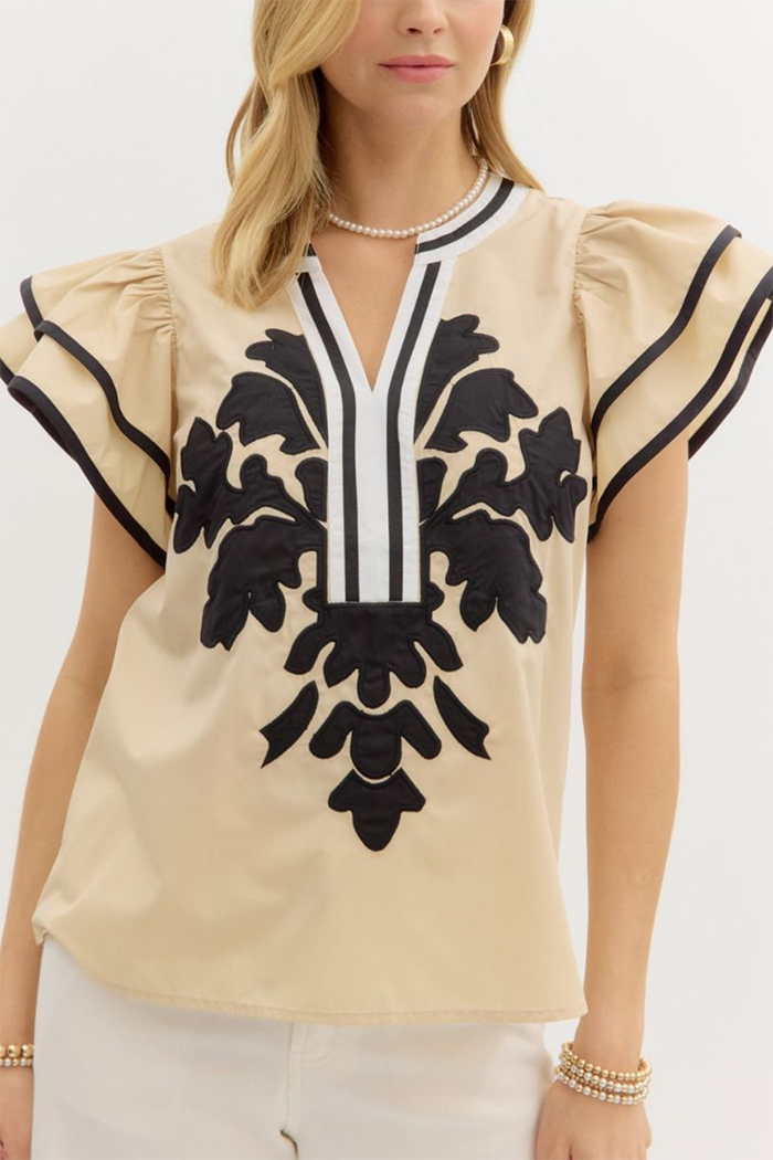 Casual Layered Flutter Sleeve Top