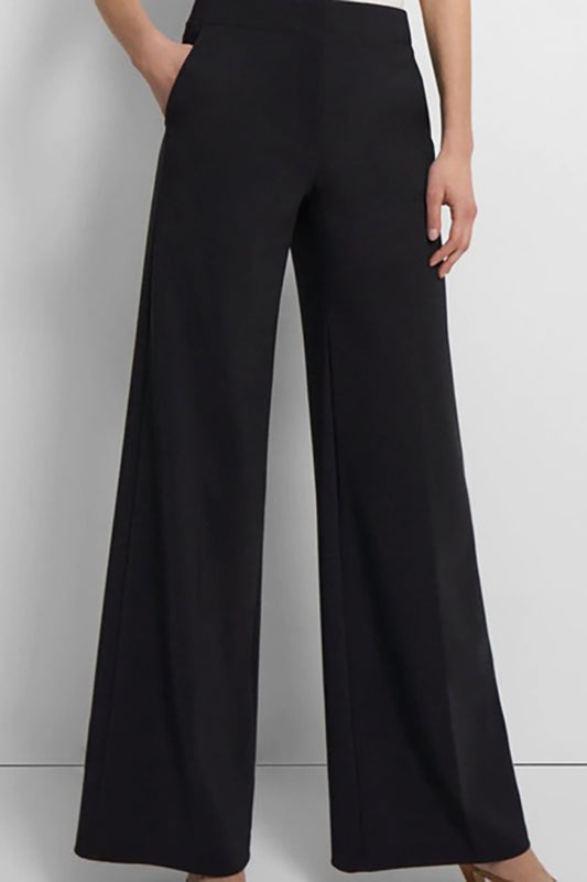 Black High-Waisted Wide-Leg  Pocket Trousers