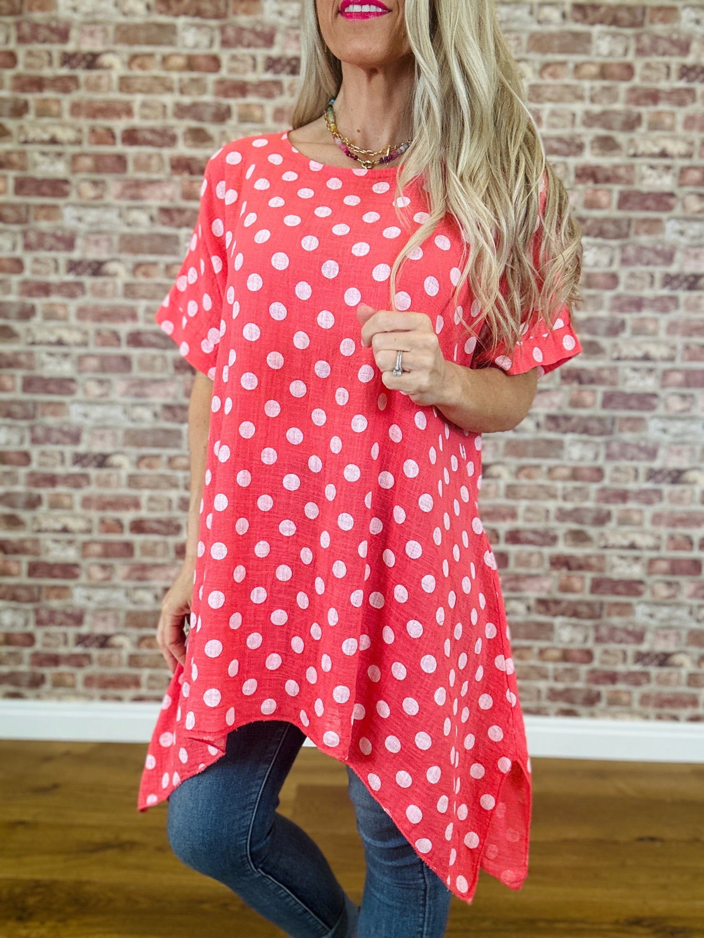 Polka Dot Asymmetrical Top