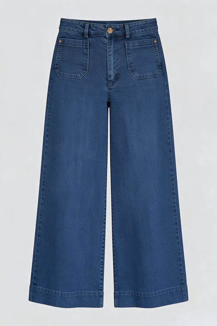 High Waist Wide Leg Denim Jeans