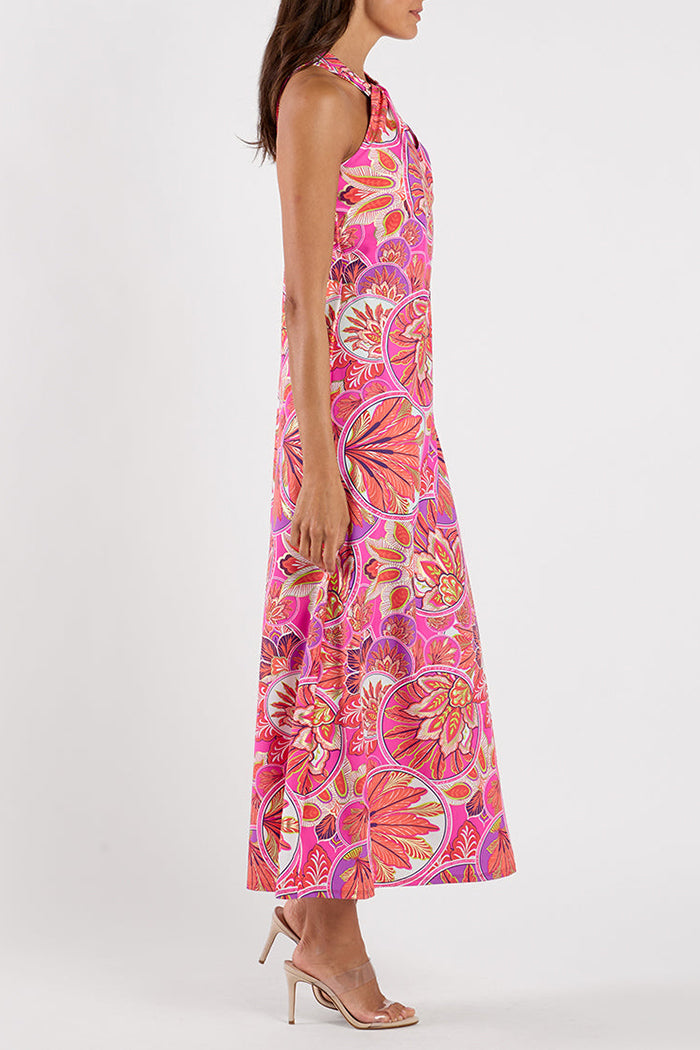 Floral Twist Knot Sleeveless Maxi Dress