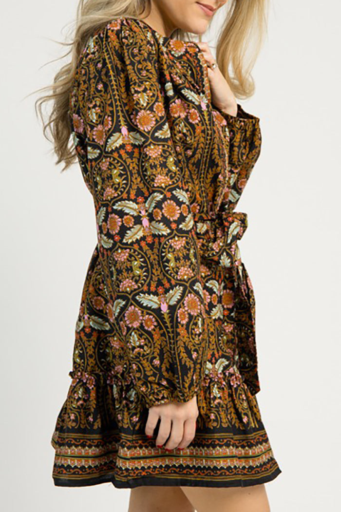 Multi-Color Floral Print Pocket Dress
